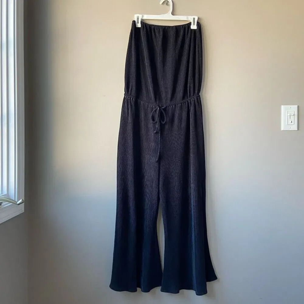 Dance & Marvel Black Wide Leg Jumpsuit Palazzo Tie Waist L